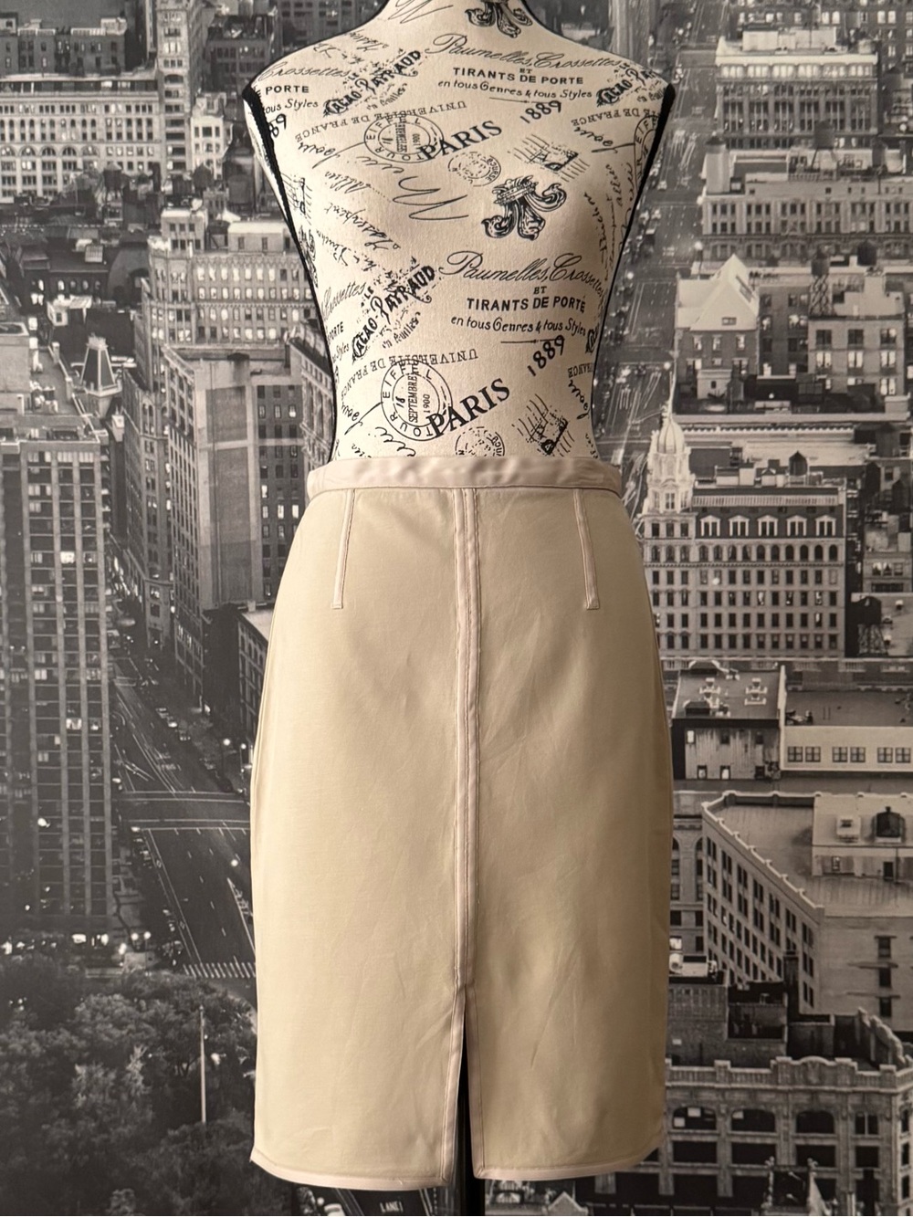 Club Monaco Contrast Trim Pencil Skirt Khaki